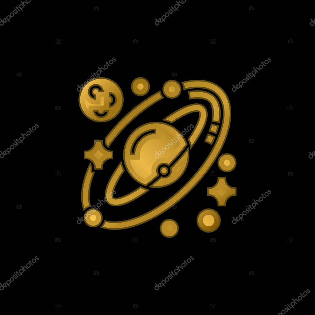 Astronomy gold plated metalic icon or logo vector