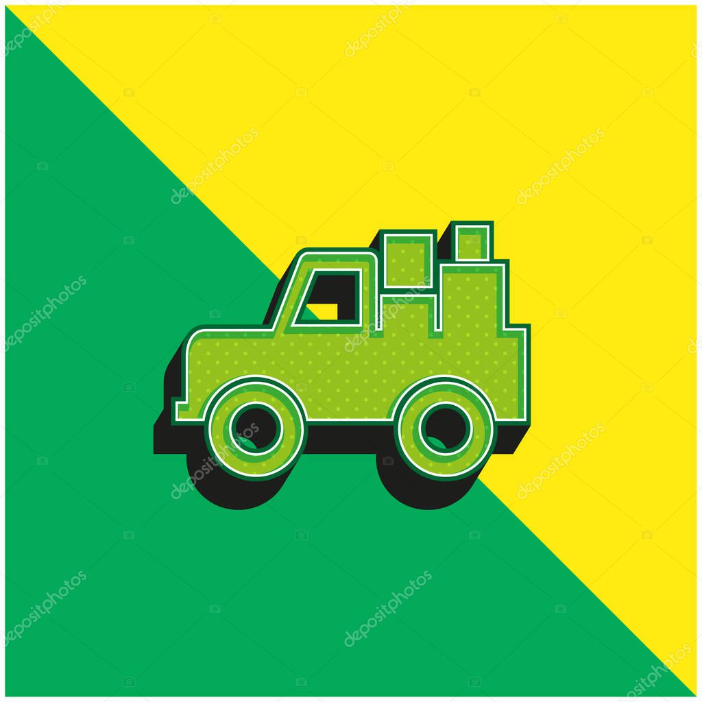 All Terrain Vehicle With Cargo Green and yellow modern 3d vector icon logo