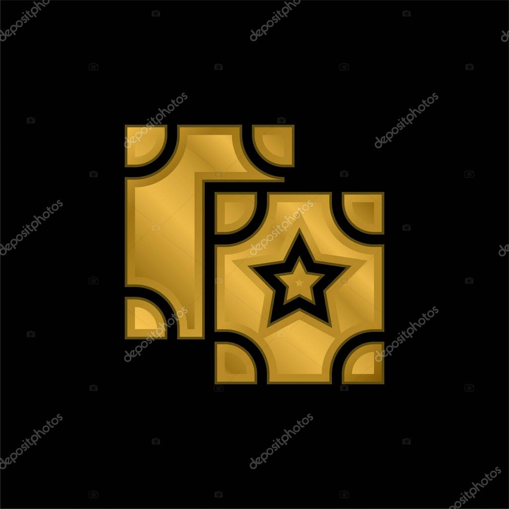 Astrology gold plated metalic icon or logo vector