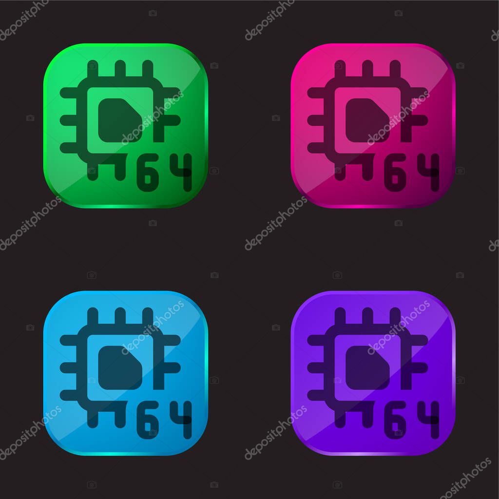 64 Bit four color glass button icon
