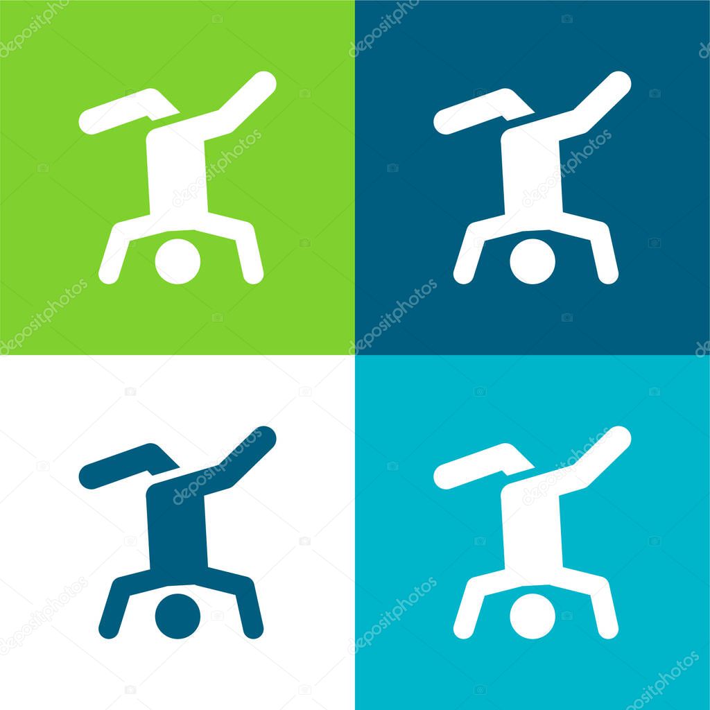 Breakdance Flat four color minimal icon set