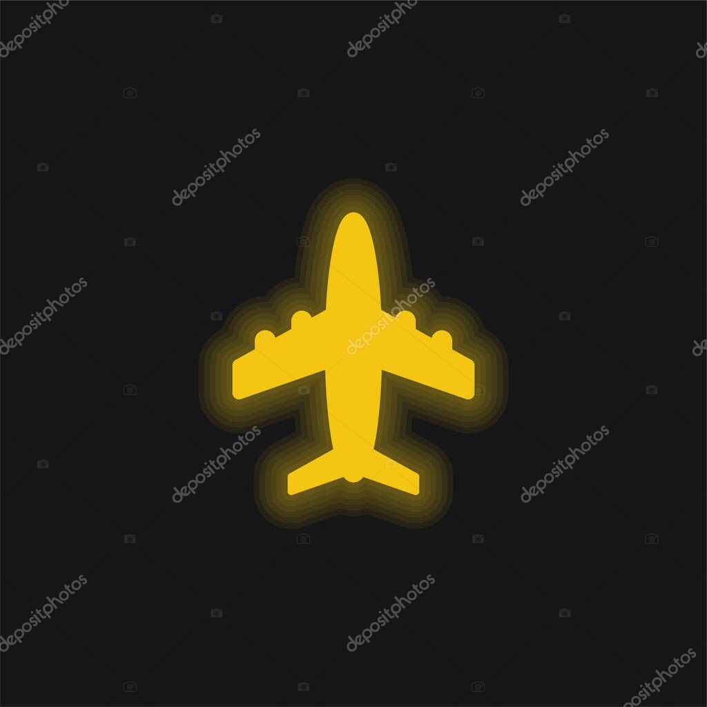 Airliner yellow glowing neon icon