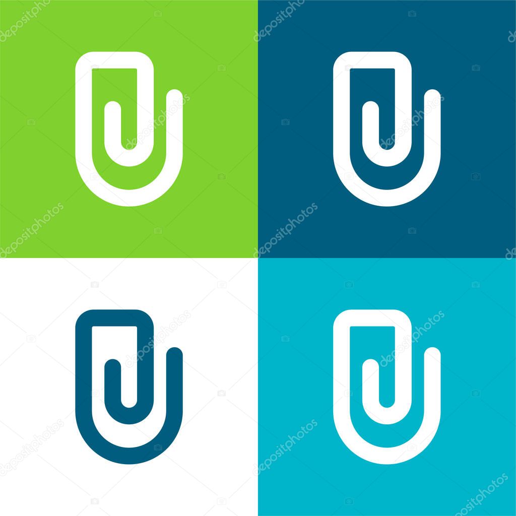 Big Clip Flat four color minimal icon set