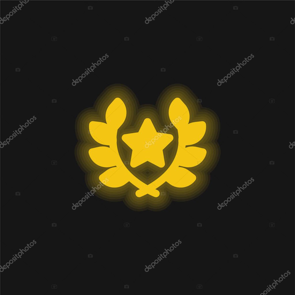 Award yellow glowing neon icon