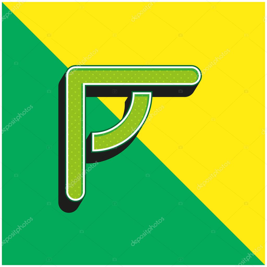 Angular Ruler Green and yellow modern 3d vector icon logo