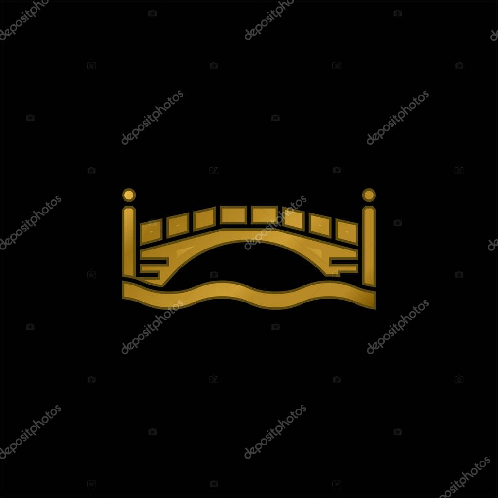 Bridge gold plated metalic icon or logo vector
