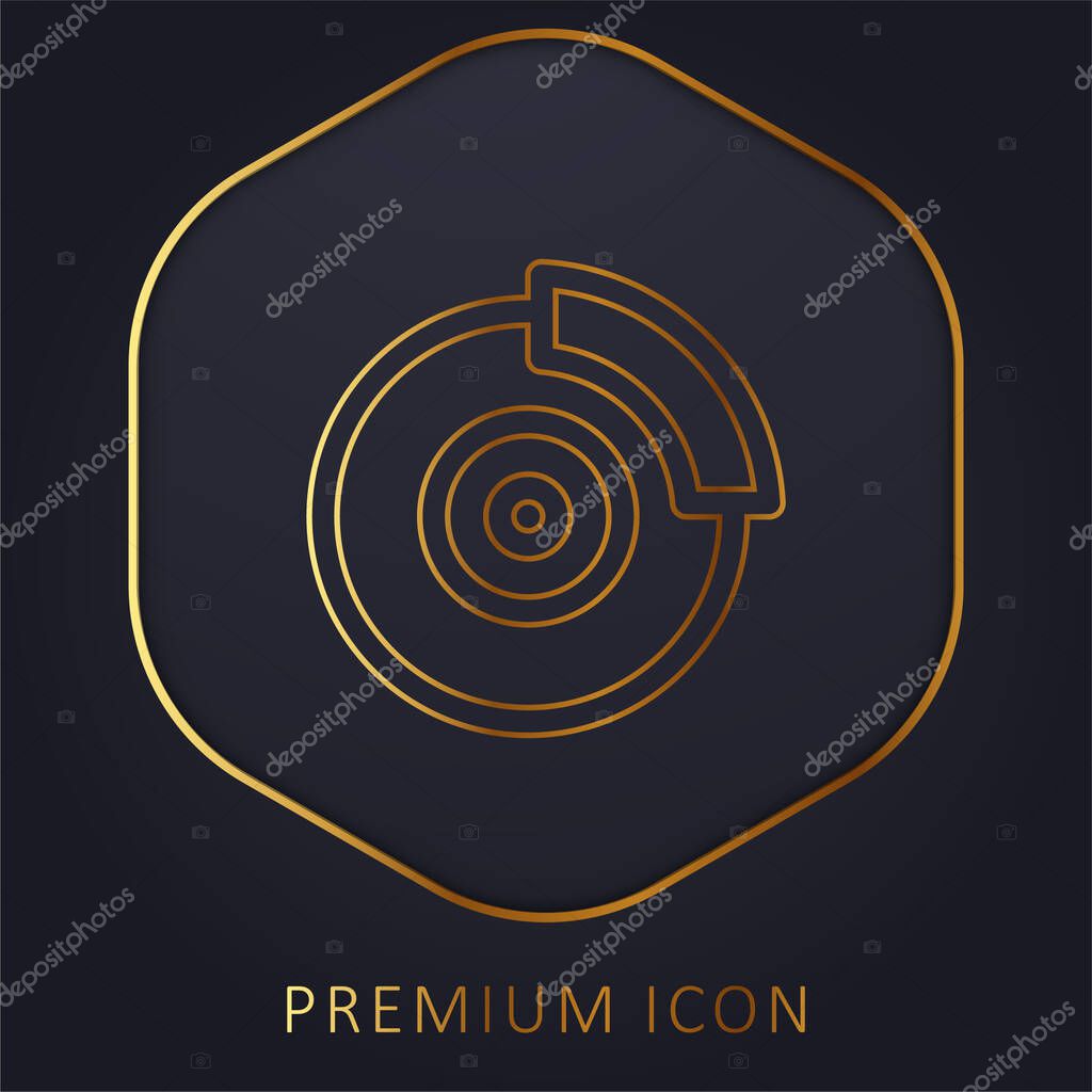 Brake Disc golden line premium logo or icon