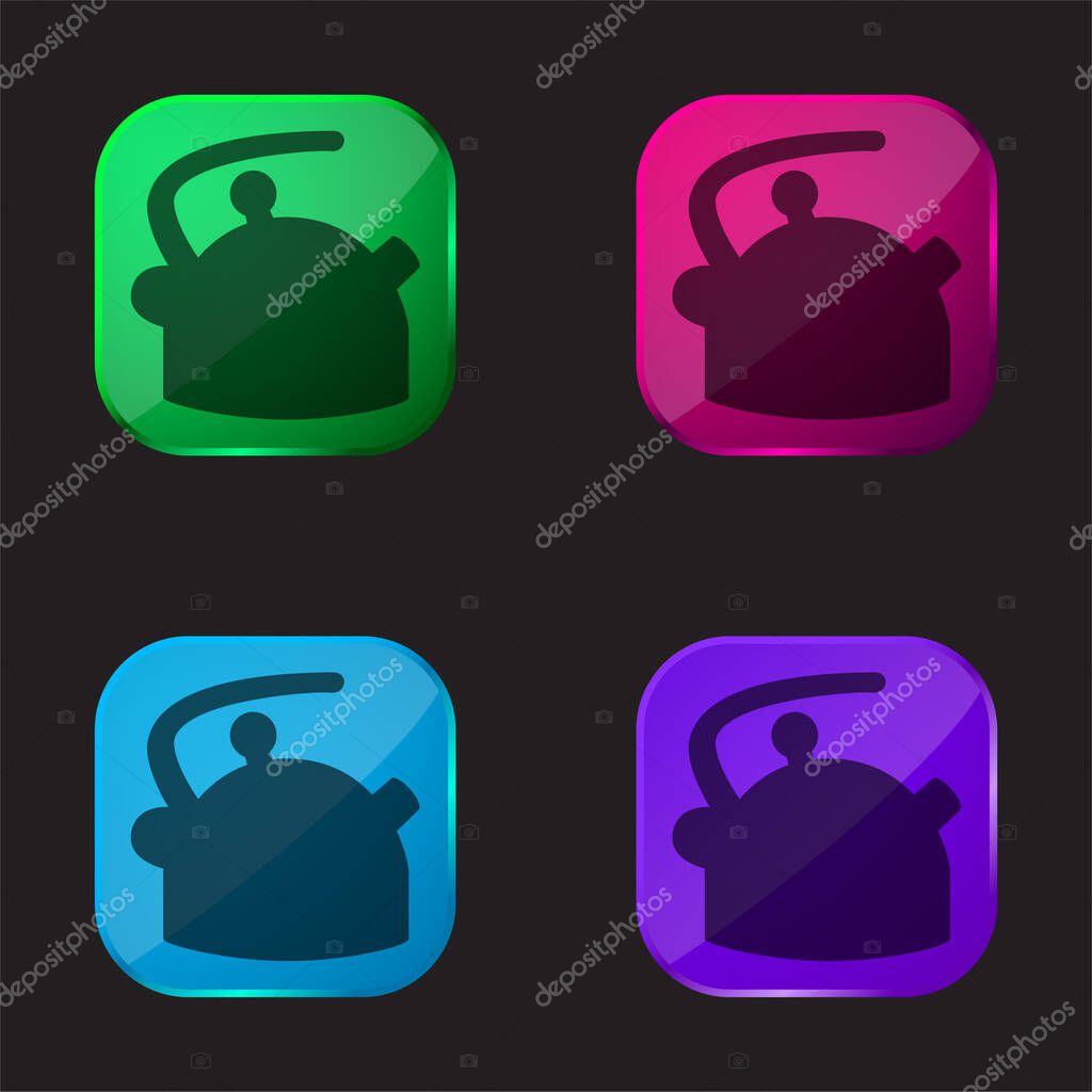 Boiler Silhouette four color glass button icon