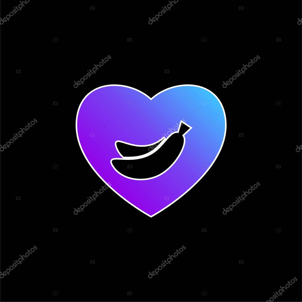 Banana Lover Symbol Of Bananas Inside A Heart blue gradient vector icon