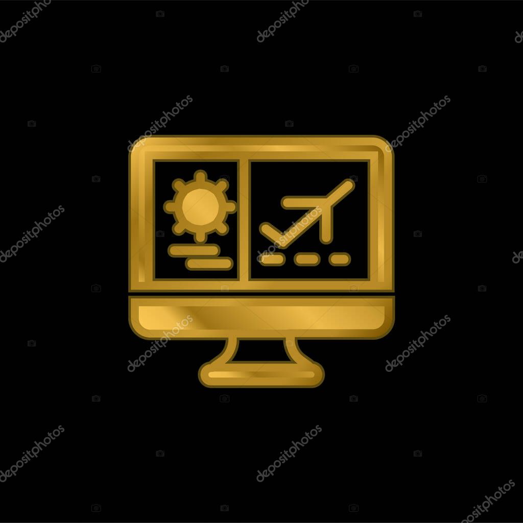 Booking gold plated metalic icon or logo vector
