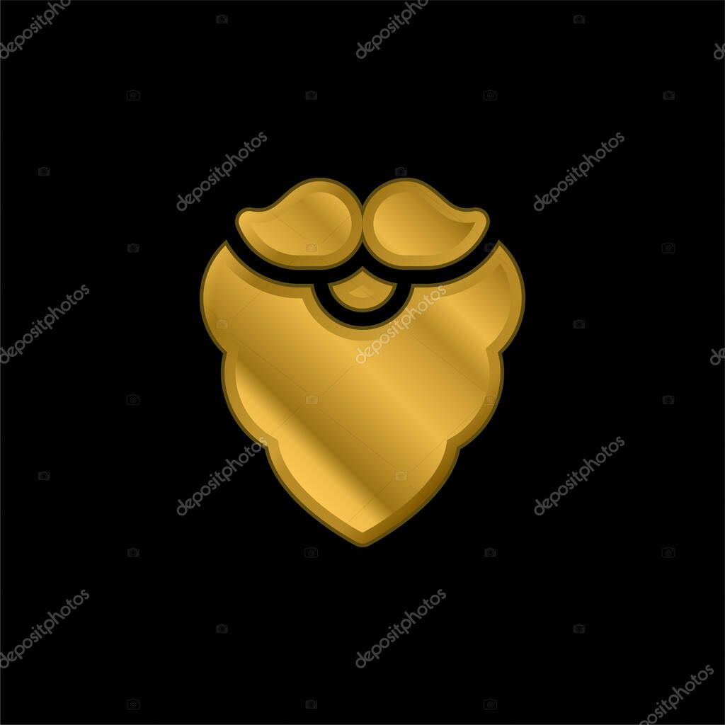 Beard gold plated metalic icon or logo vector