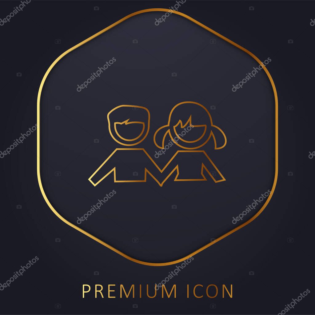 Boy And Girl Students golden line premium logo or icon