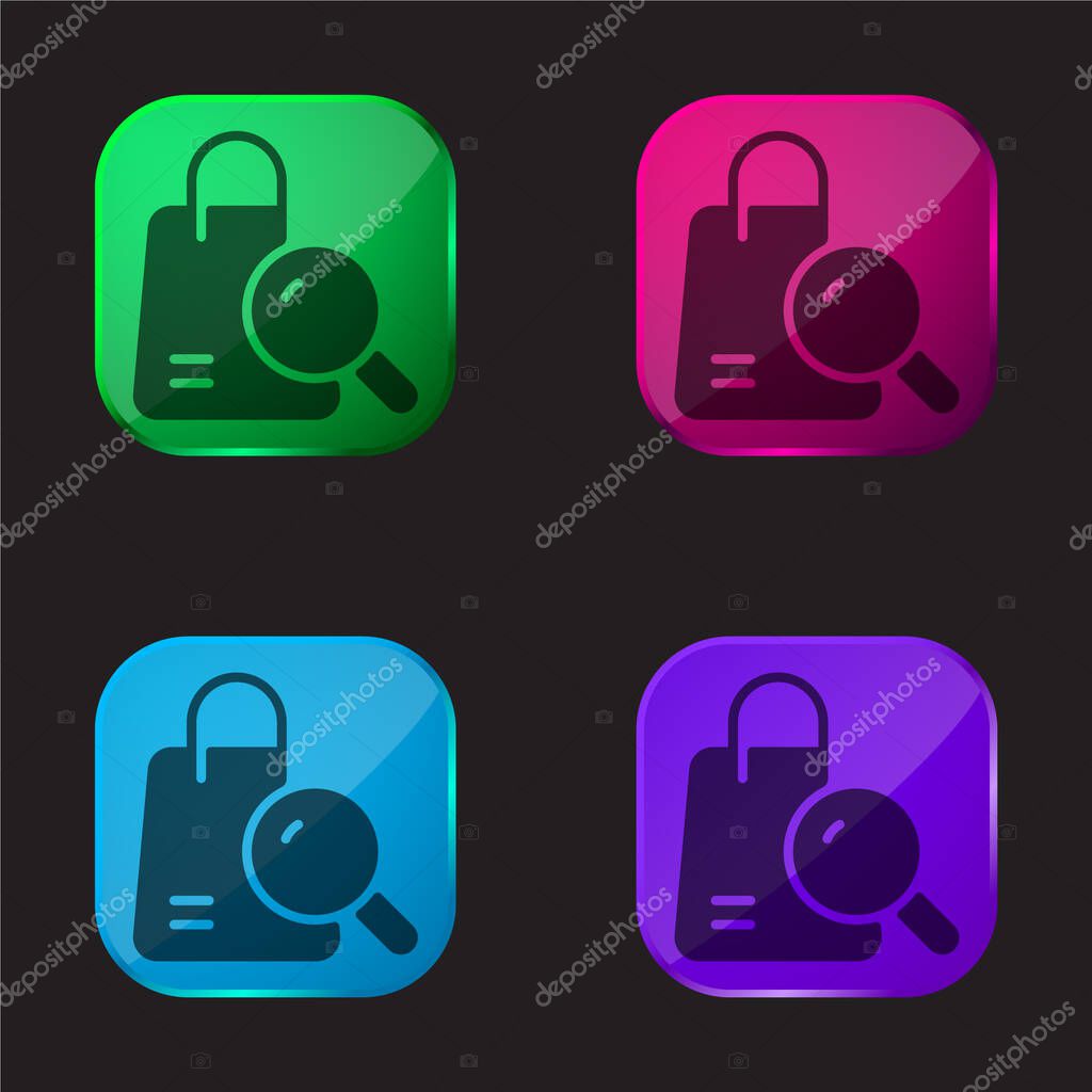 Bag four color glass button icon
