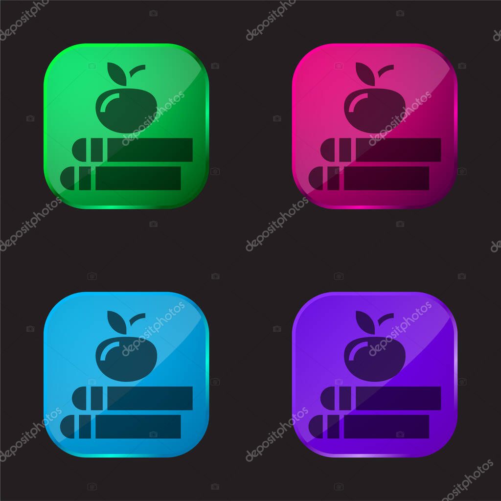 Book four color glass button icon