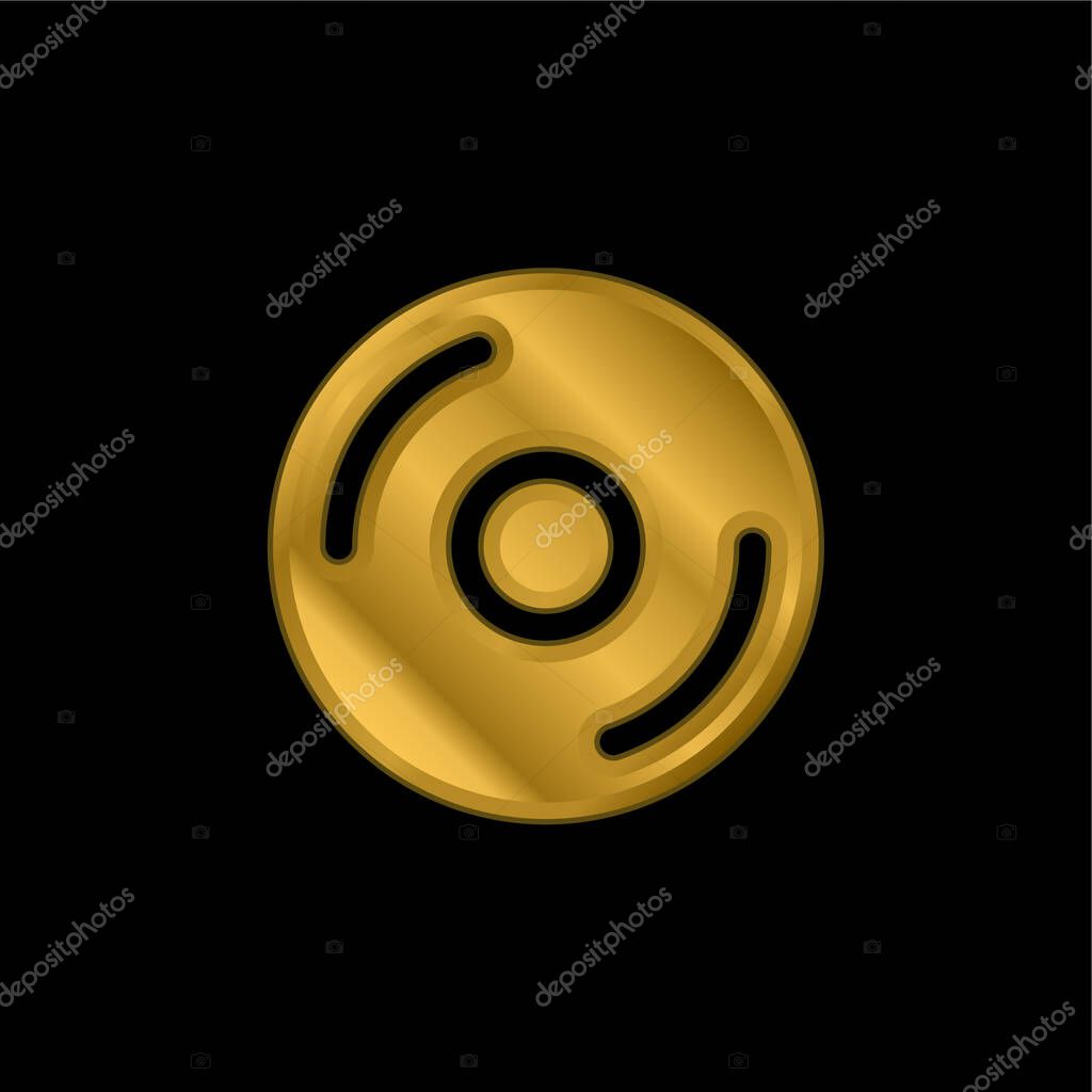Big CD gold plated metalic icon or logo vector