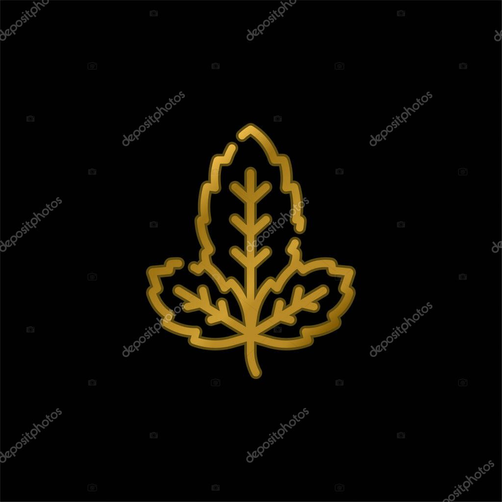 Basil gold plated metalic icon or logo vector