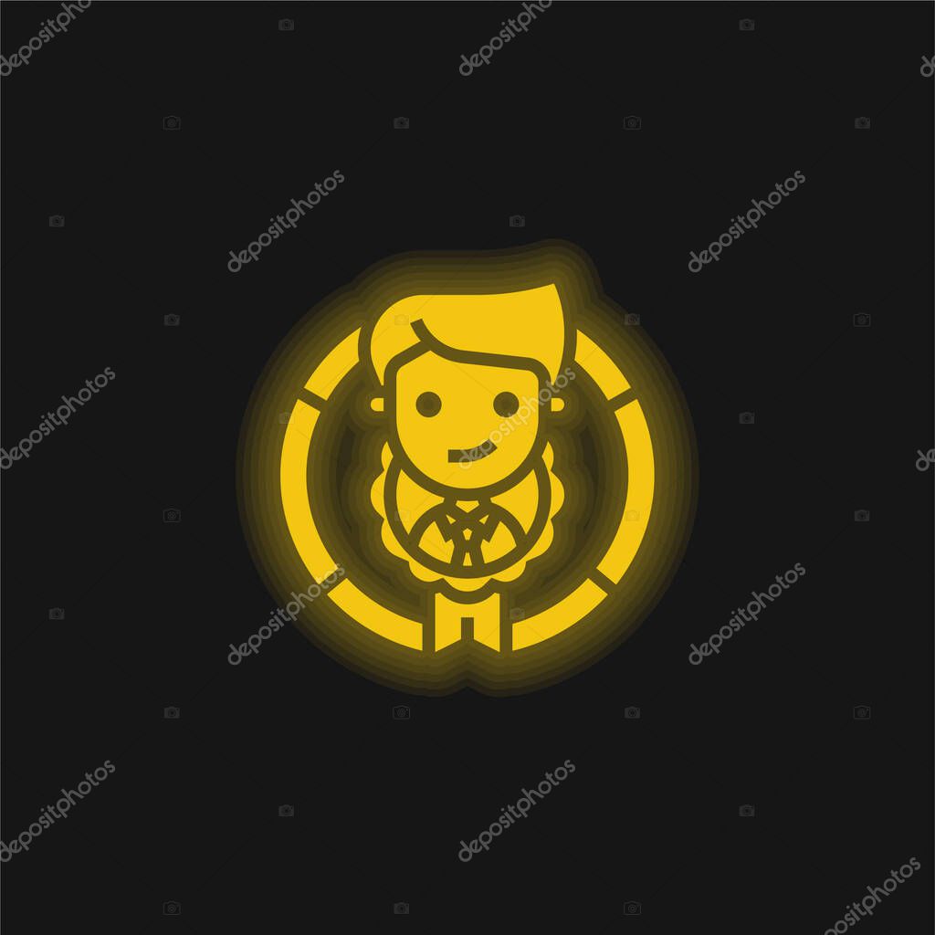 Appraisal yellow glowing neon icon