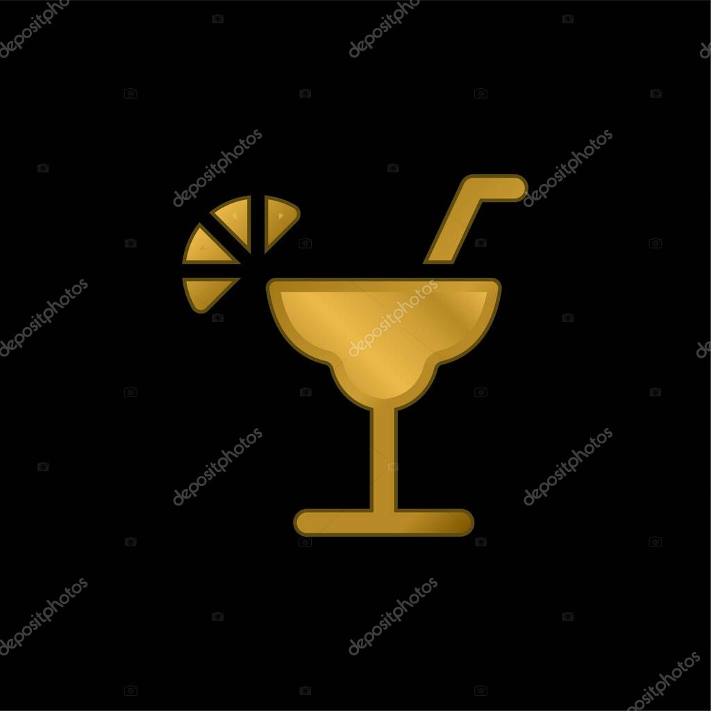 Alcohol gold plated metalic icon or logo vector