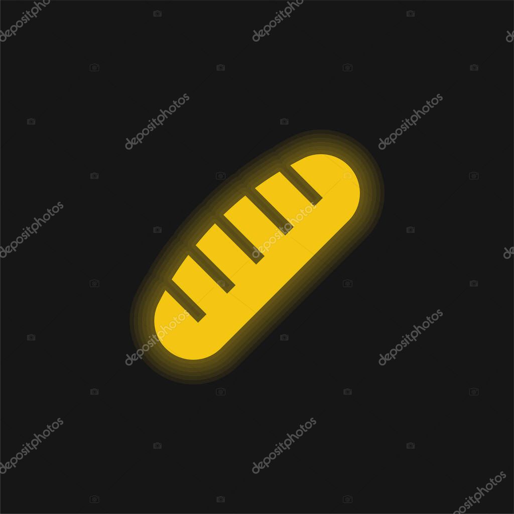 Bread yellow glowing neon icon