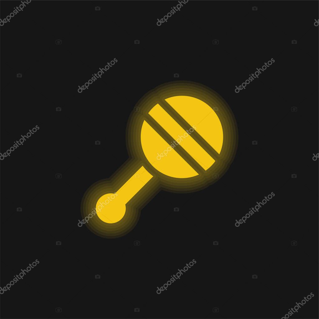 Baby Rattle yellow glowing neon icon