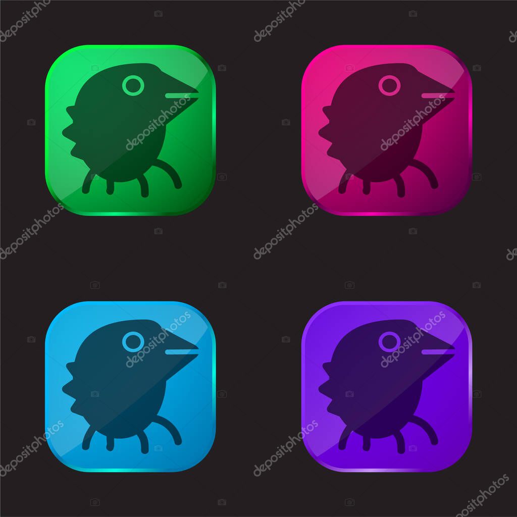 Bird Monster four color glass button icon