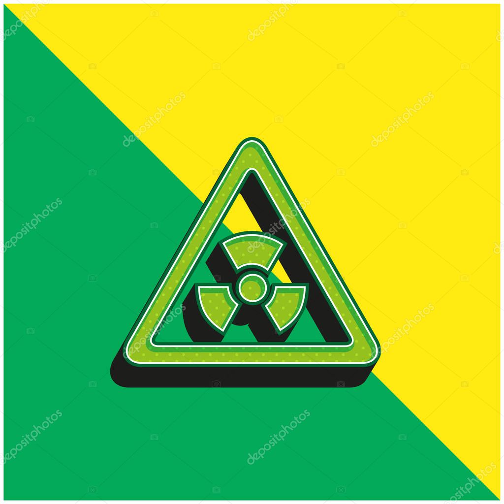 Biohazard Risk Triangular Signal Green and yellow modern 3d vector icon logo