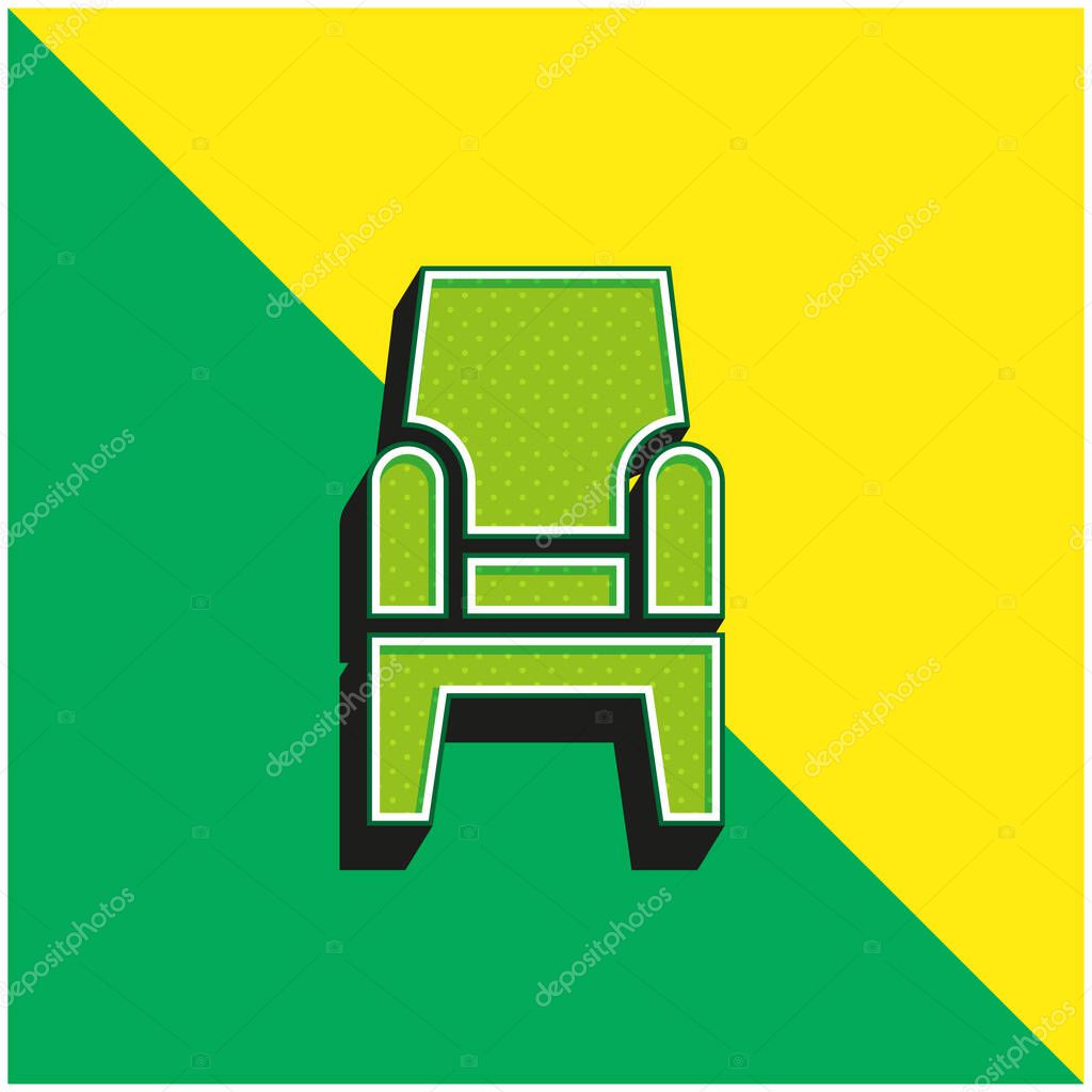 Armchair Green and yellow modern 3d vector icon logo