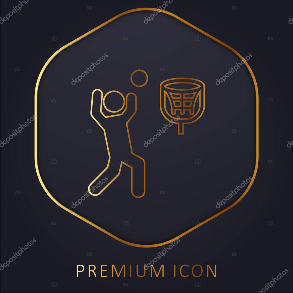 Basketball Player golden line premium logo or icon