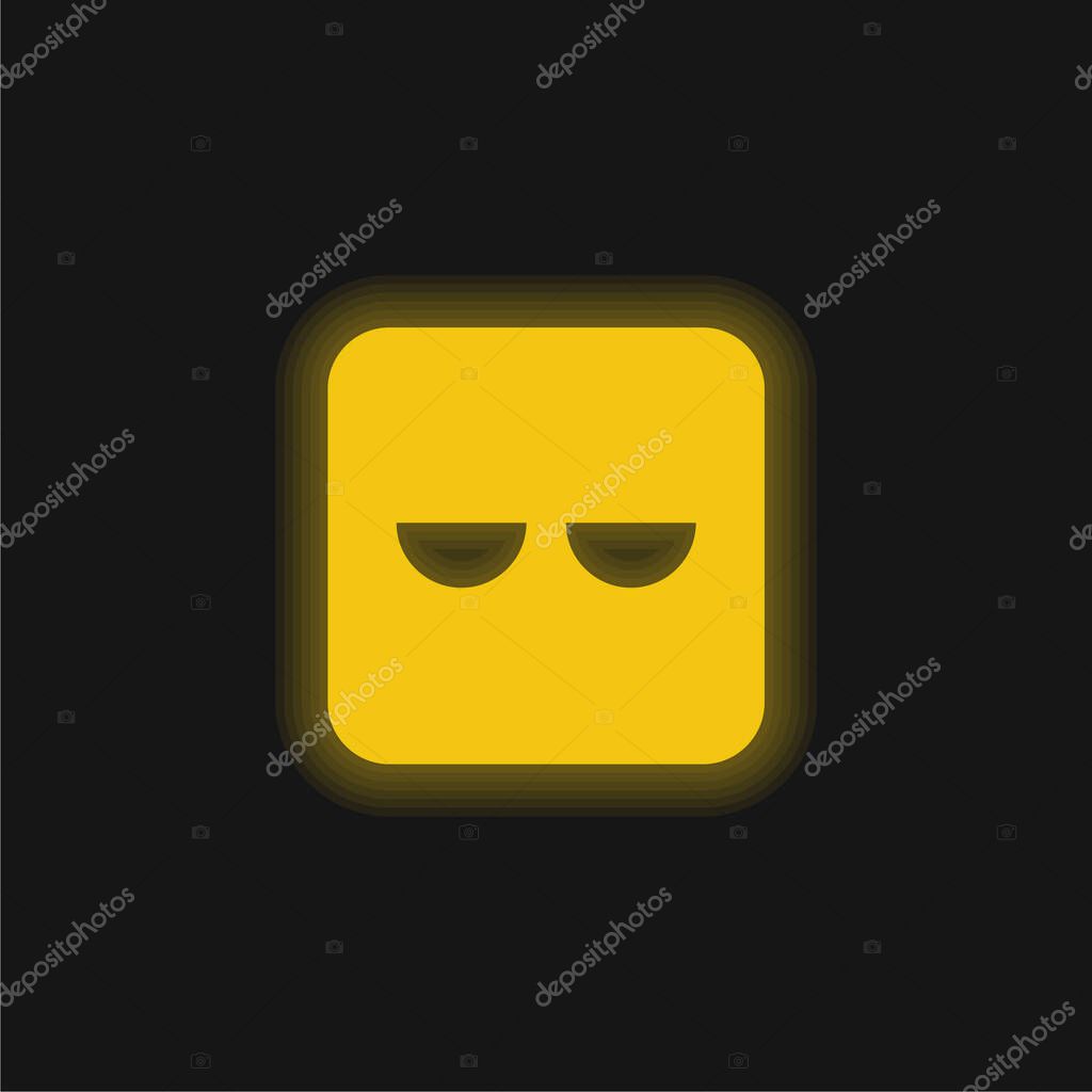 Bored yellow glowing neon icon