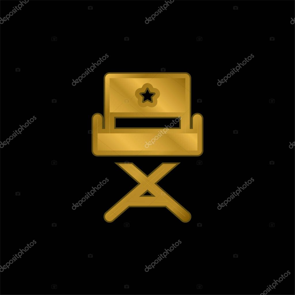 Actor gold plated metalic icon or logo vector
