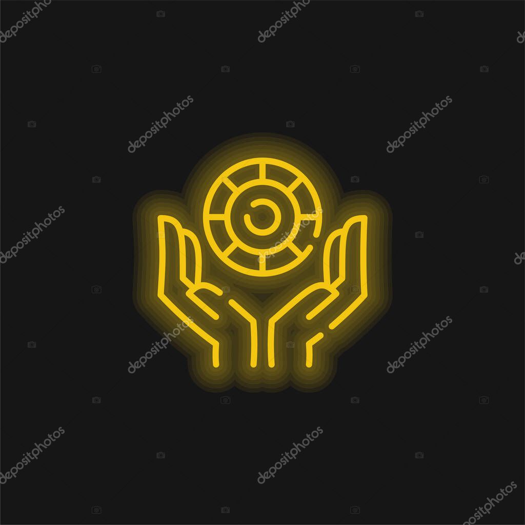 Bet yellow glowing neon icon