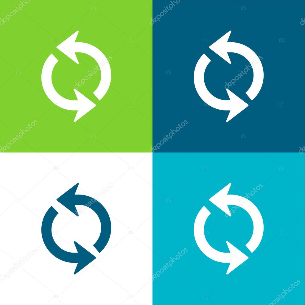 Arrows Circle Flat four color minimal icon set