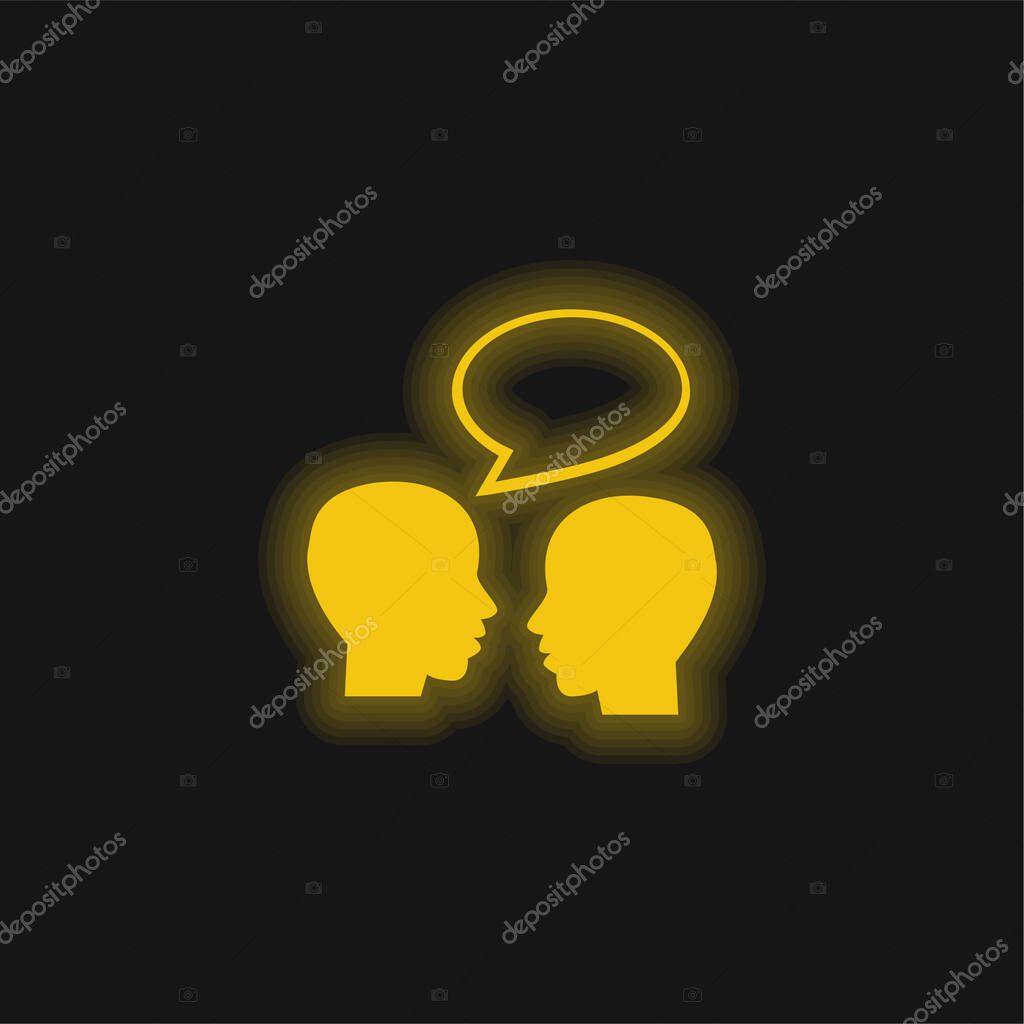 Bald Professors Talking yellow glowing neon icon