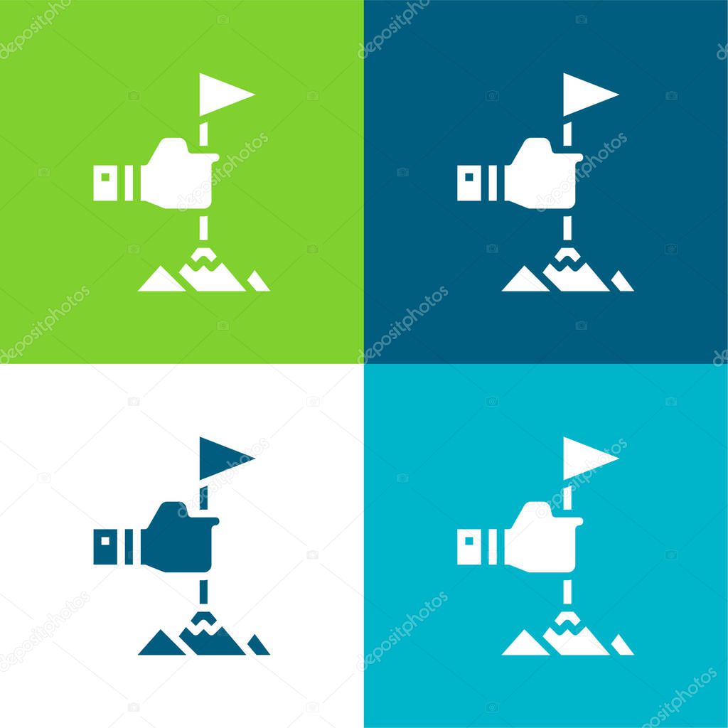 Achievement Flat four color minimal icon set