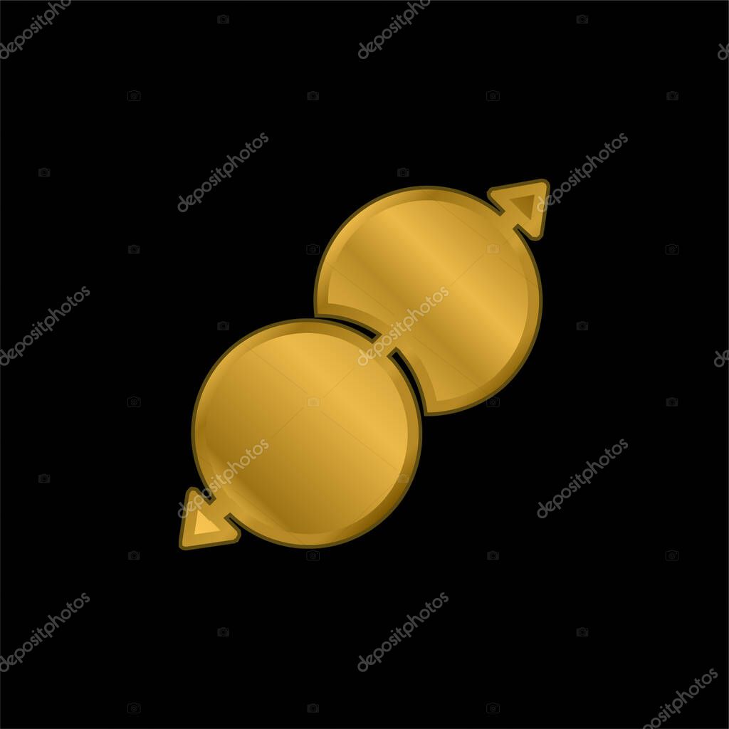Arrow Localization gold plated metalic icon or logo vector