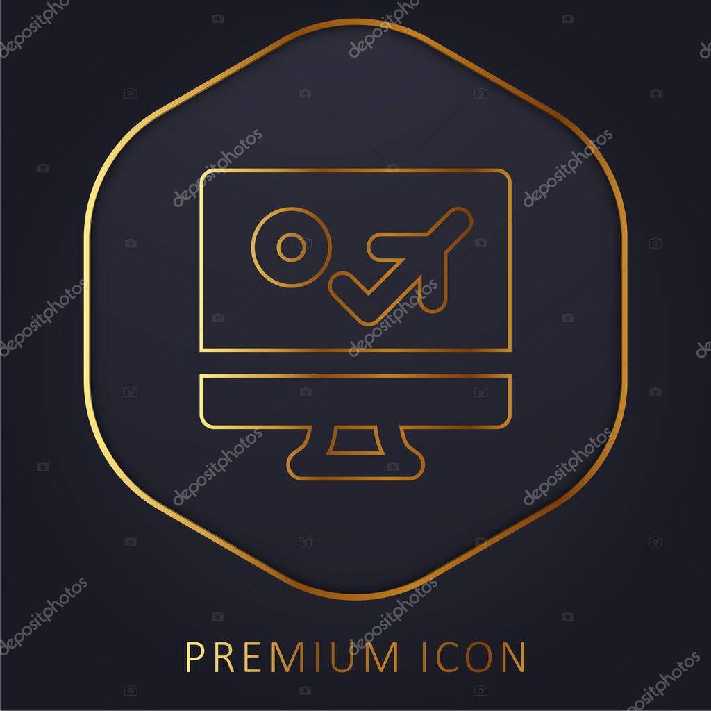 Booking golden line premium logo or icon