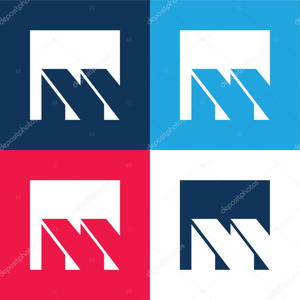 Brasilia Metro Logo blue and red four color minimal icon set
