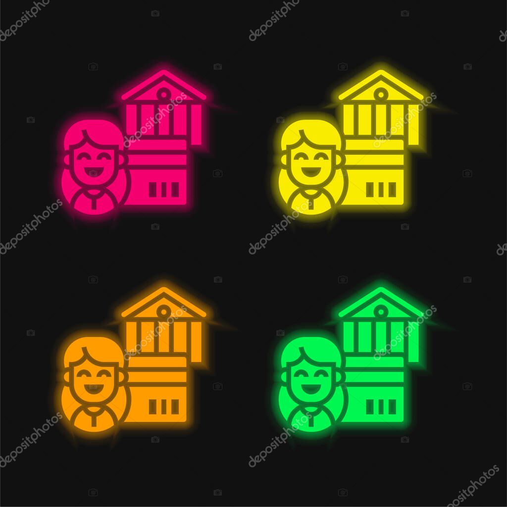 Account four color glowing neon vector icon