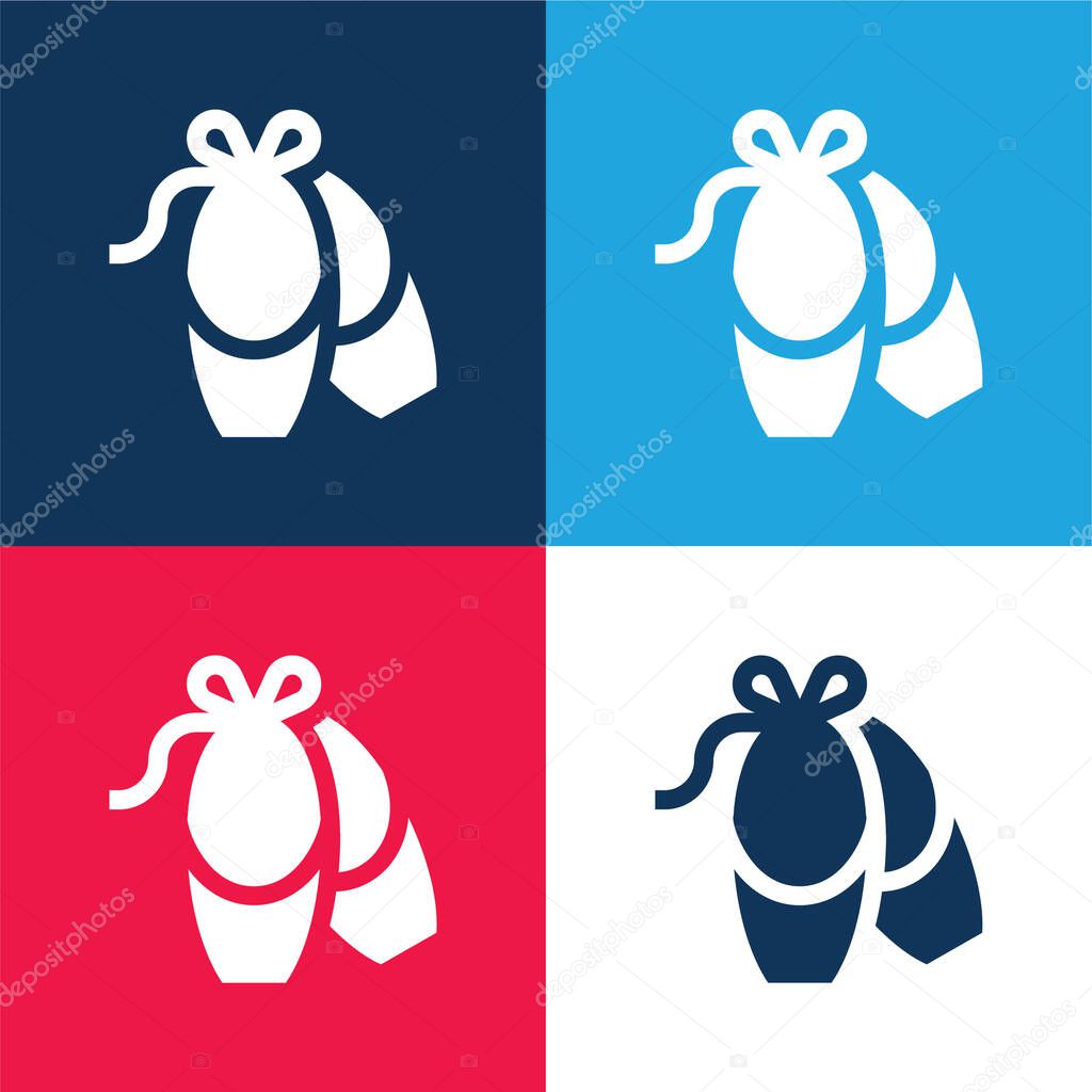 Ballerina blue and red four color minimal icon set