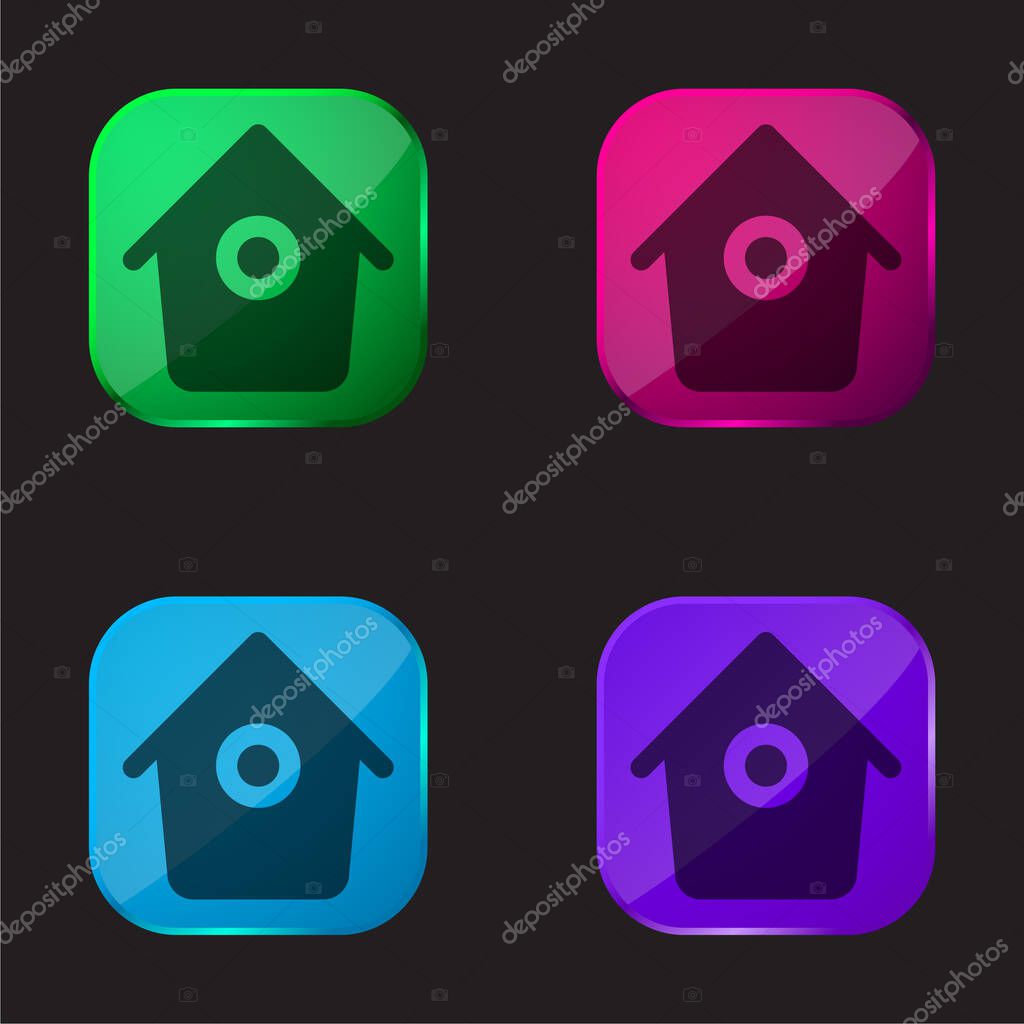 Bird House With Small Round Hole four color glass button icon