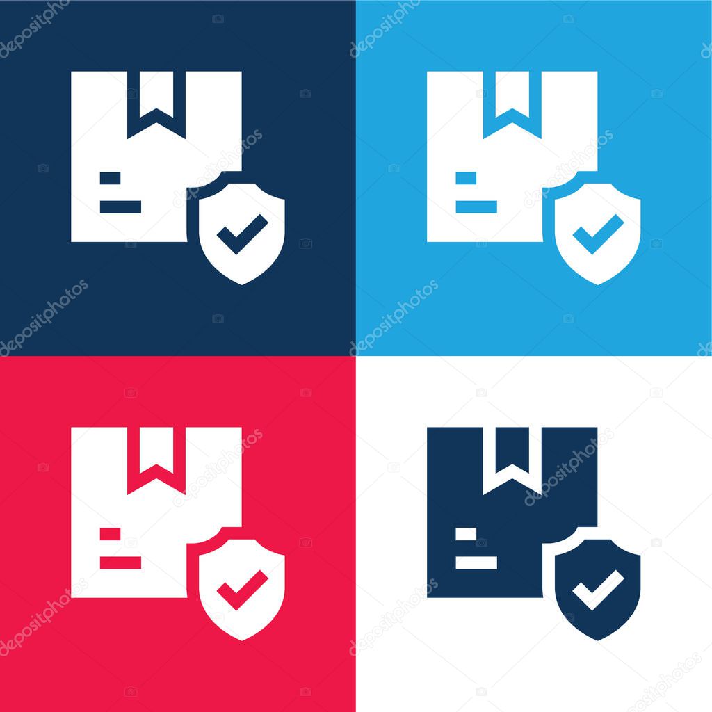 Box blue and red four color minimal icon set
