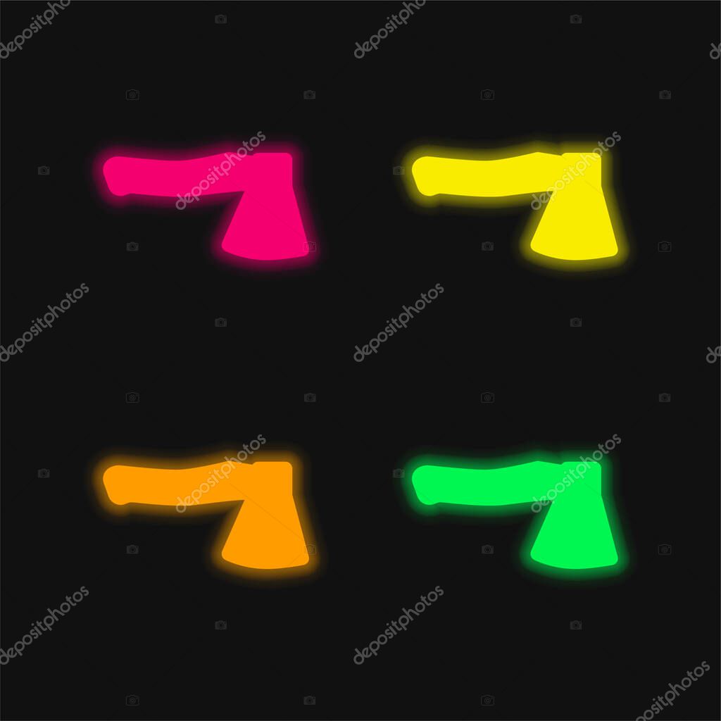 Ax four color glowing neon vector icon