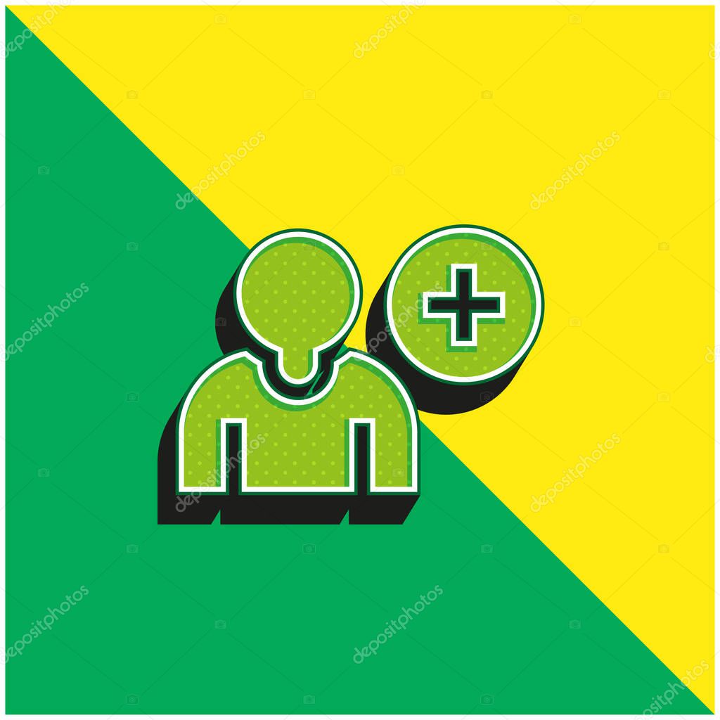 Add Friend Green and yellow modern 3d vector icon logo