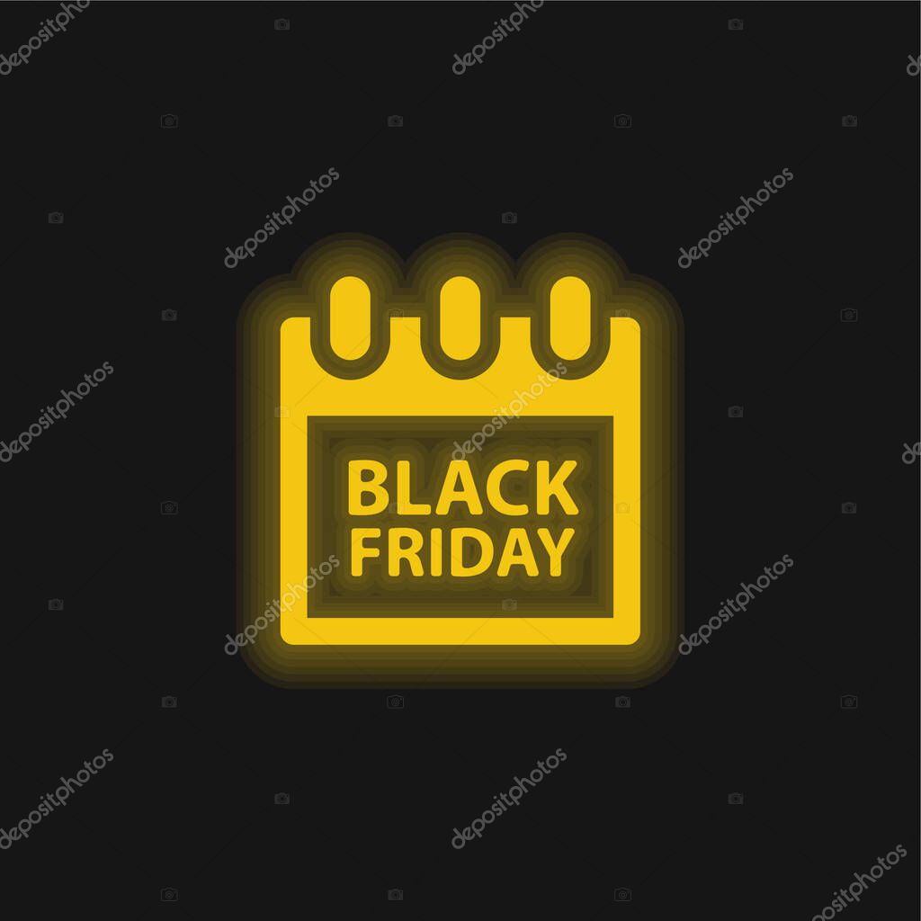 Black Friday yellow glowing neon icon