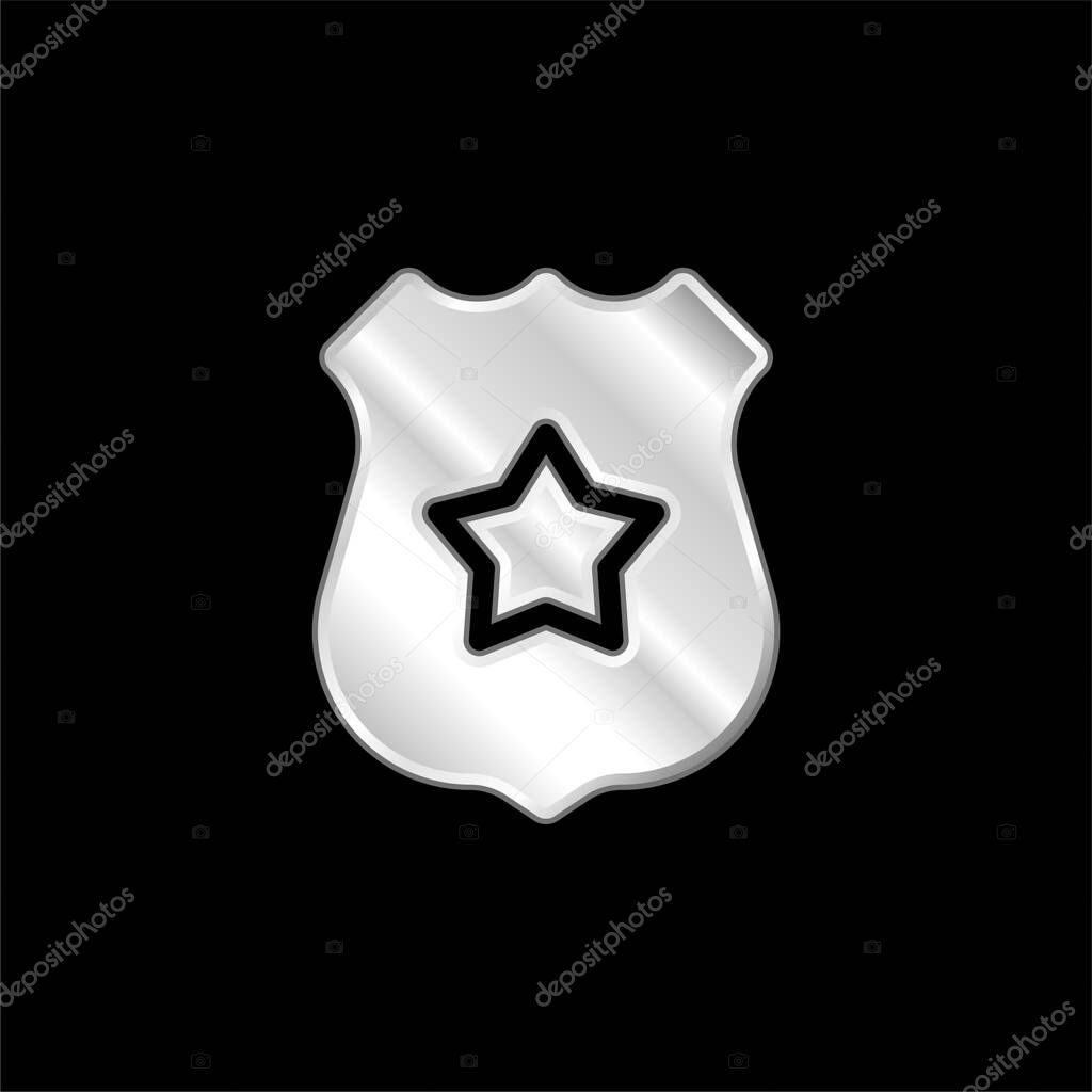 Badge silver plated metallic icon