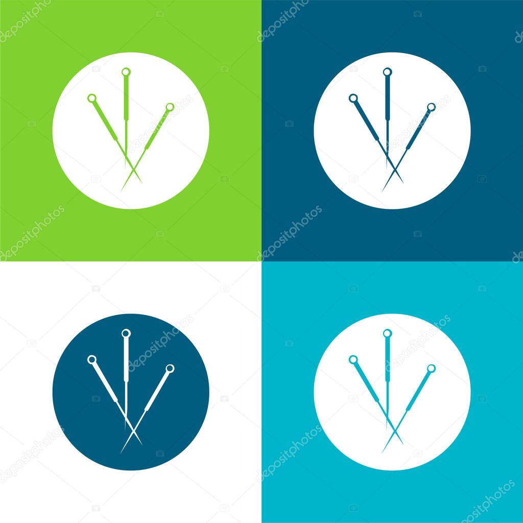 Acupuncture Needles In A Circle Flat four color minimal icon set