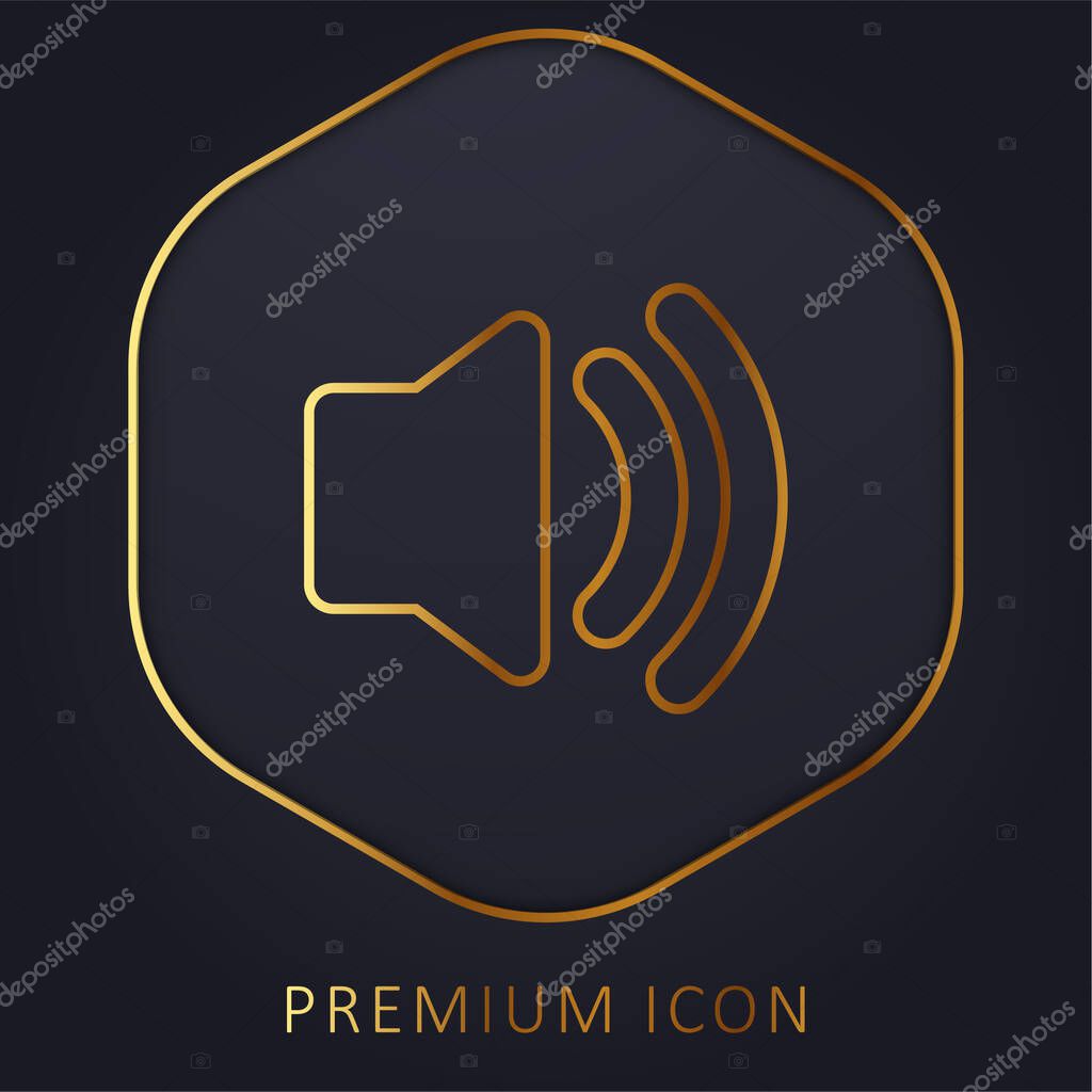 Audio Speaker On golden line premium logo or icon