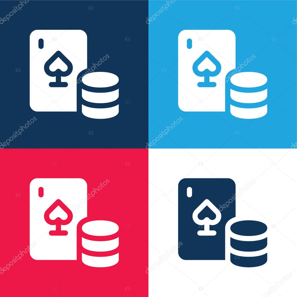 Blackjack blue and red four color minimal icon set