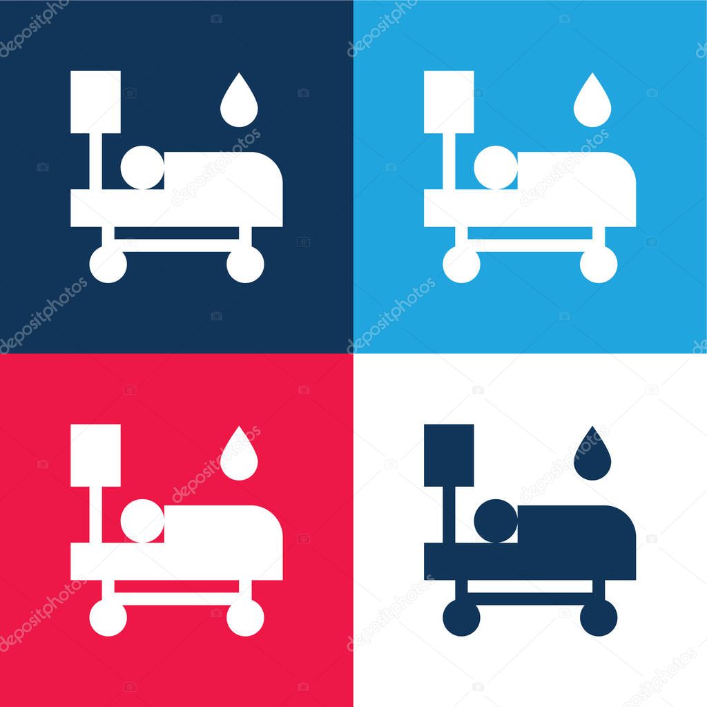 Blood Transfusion blue and red four color minimal icon set