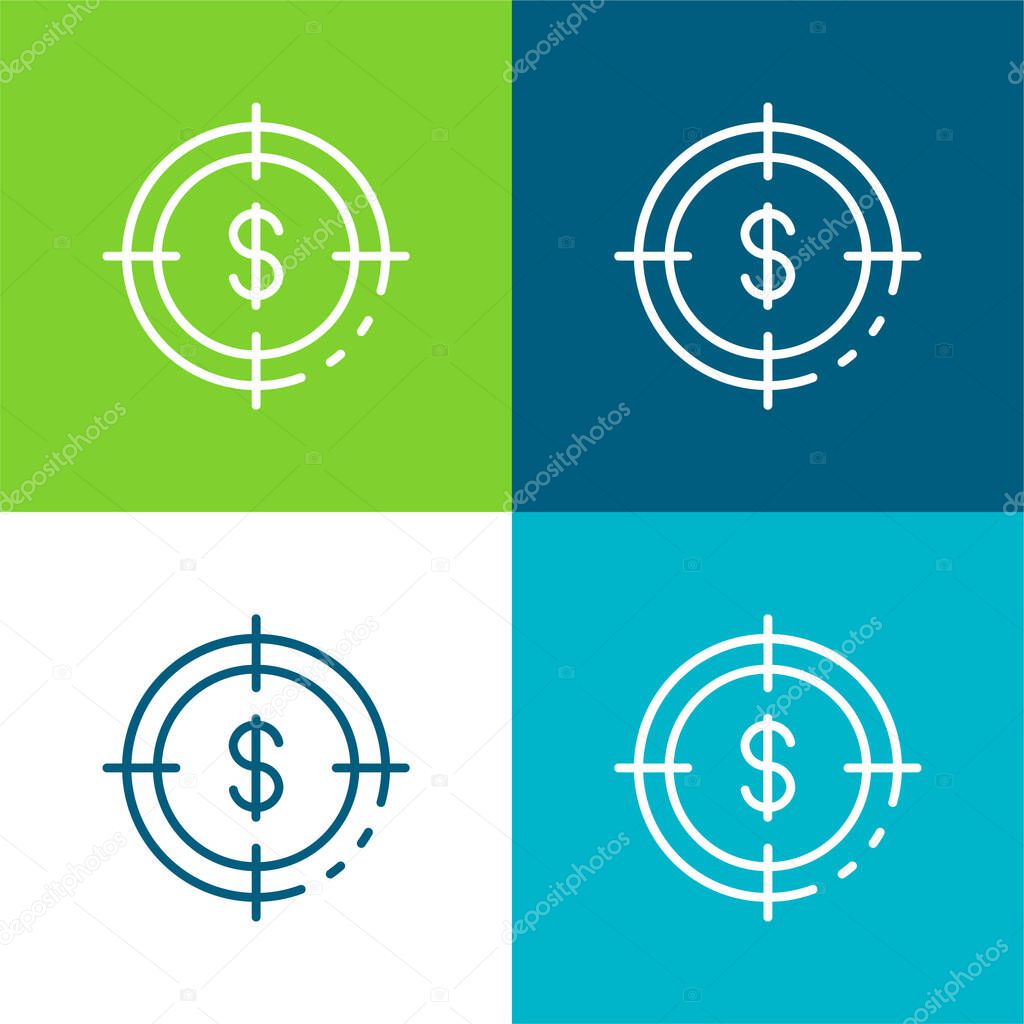 Aim Flat four color minimal icon set